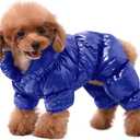 AOFITEE Dog Coat, Waterproof Dog Jacket, Fullbody Dogs Winter Coat Snowsuit, Windproof Puppy Puffer Jacket Snow Suit with Legs, Pet Fleece Winter Vest, Cold Weather Coats for Small Dogs, Blue Small