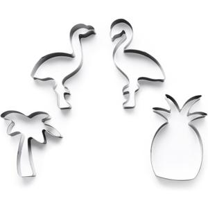 Stainless Steel Cookie Cutter Set - 4-Piece Cookie Biscuit Mold - Pastry Mold Baking Tools - Metal Animal Cookie Cutters Shapes for Kids' Birthday, Dinosaur Jurassic Park Themed Party