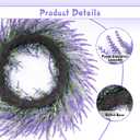 24 Inch Large Lavender Summer Wreath for Front Door, Porch, Window - Large Artificial Lavender Purple Outside Indoor Wreath for Home, Farmhouse Decor - Spring, Summer, Fall, All Seasons