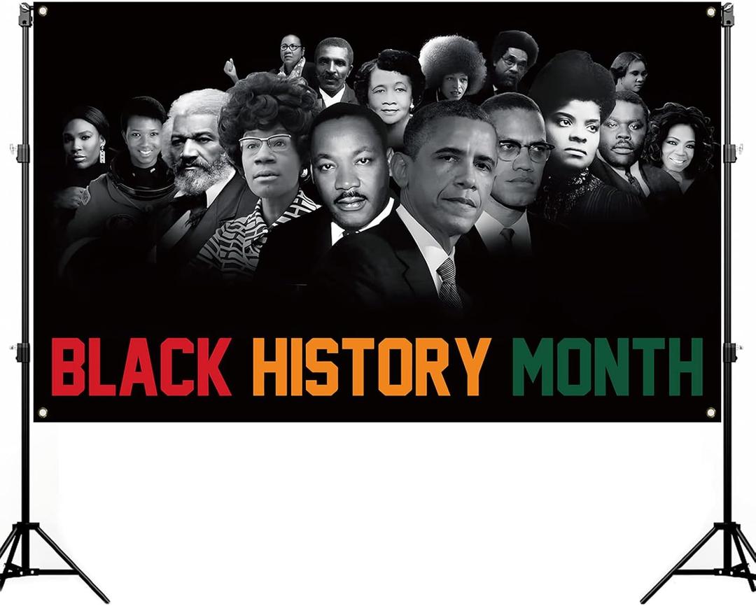 Nepnuser Black History Month Photo Booth Backdrop African American Festival Holiday Party Decoration Art Poster Indoor Outdoor Wall Decor (7x5ft)