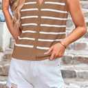 NALANISA Women's Trendy Striped Sweater Vest V Neck Sleeveless Button Up Tank Tops Y2k Shirts Casual Business Summer Outfits (XL)