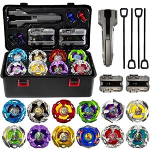 Battle Spinning Top Set with 12 Colorful Tops, Launchers and Accessories, Combat Game Collection