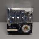 Plastic Cutlery Silverware Extra Heavyweight Disposable Flatware, Full Size Cutlery Combo, Polished Silver, 80 Forks, 40 Spoons, 40 Knifes, Value Pack 160 Count