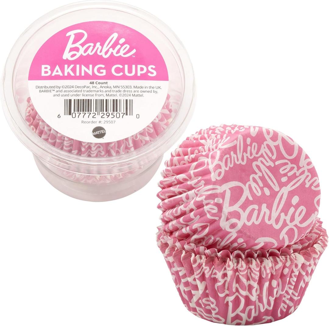Barbie Baking Cups By DecoPac | Pink | 1.8" Cupcake Liners, Greaseproof Paper Cases for Muffins and Cupcakes, Pack of 48