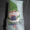 COOVA Christmas Faux Rabbit Fur & Flannel Throw Blanket 50x60 Inch - Festive Luxury Soft & Cozy, Perfect for Holiday Decor, Bed, Sofa, Couch, Father Christmas Pattern,Blue