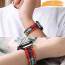 Bracelet Apple Watch Band beaded Compatible with 38mm/40mm/41mm 42mm/44mm/45mm for Women Men - Handmade 7 Chakra Elastic Wristband Watch Strap - iWatch Series 8 7 6 5 4 3 2 1 SE (Dark multicolor)