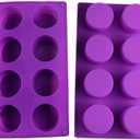8-Cavity Round Silicone Mold for Soap, Cake, Bread, Cupcake, Cheesecake, Cornbread, Brownie, Muffin, and More (Round, 2 Pack)
