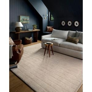 Loloi Chris Loves Julia Calvin Collection CLV-02 Ivory/Oatmeal 7'-10" x 10' Area Rug Checkered Neutral Soft Living Room Bedroom Carpet