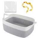 OIAHOMY Small Woven Rope Basket with Gift Bags and Ribbons, Gift basket Empty for Baby shower Birthday, Halloween, Christmas, Cute Cat Ear Handles for Shelf Living Room Bathroom, Grey & White