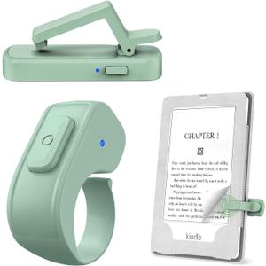 Page Turner Ring for Kindle, Remote Control for iPhone iPad Android Tablets E-Readers, Clicker Page Turner for Kindle Accessories for Camera Video Record&Shutter Selfie (Green)