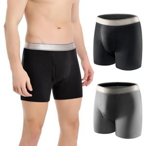 Carer Incontinence Underwear for Men Washable with Front Fly Mens Incontinence Boxer Briefs with Front Absorbent 150ML Reusable Leak Proof Underwear for Men 2 Pack, X-Large