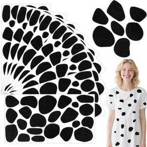 akiido Dalmatian Costume Adult Women Men, 9 Sheets Dalmatian Spots Black Adhesive Felt Circles, Halloween Cosplay Costume Accessories Party Decorations