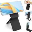Phone Stand, Foldable Magnetic Phone Tripod, Angle Adjustment & Strong Magnets PU Leather Phone Stand, Compatible with All Smart Phone 16/15/14/13/12 (Black)