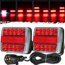 Partsam Magnetic Trailer Lights Led Towing Kit Stop Turn Signals Tail Rear Brake Indicator License Plate Lamps Assembly 2x Red 26LEDs Pure Copper Wire 25ft Cable with 7 Pin Plug IP67 Waterproof 12V