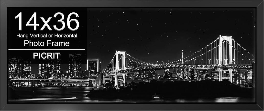14x36 Poster Frame, Photo Frame for Wall Mounting Display, Black