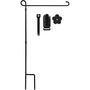 YEAHOME Garden Flag Holder Stand, Premium Yard Flag Holder Weather-Proof Metal Powder-Coated Flagpole with Clip and Stopper for Christmas Garden Flag, Outdoor Garden Decor Decoration