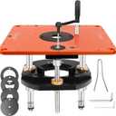 Router Lift for 3-1/2"Diameter Motors, 9-1/4" x 11-3/4"Panels, 3/4" Arc, Upgraded Clamp, Leveling Screws & Manual Crank-Operated Lifting Mechanism