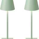 Green Rechargeable Table Lamp Set of 2,Cordless Lamps-6000mAh Battery Operated-Small Touch Lights for Table,Portable Lamps,Tabletop Lamp,Battery Powered Lamp,lampara recargable para apagones