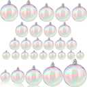 Shappy 24 Pcs Christmas Iridescent Ornaments Halloween, Transparent DIY Shatterproof Hanging Rainbow Ball Christmas Ornament 5 Different Sizes for Party, Wedding, Home Decor (Clear)