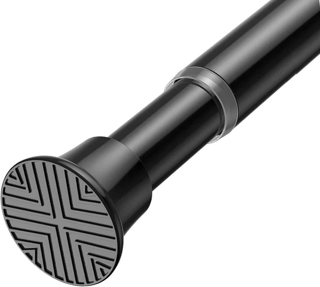 1PCS Black Tension Curtain Rod 18-36 Inch Adjustable Curtain Rod No Drilling Small Tension Spring Tension Curtain Rods, for Windows, Door And Closet. (With One Set Rod Holders)