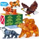 Oriate Magnet Wild Animals for Magnetic Tiles, 5pcs Movable Joints Zoo Animals for Magnetic Blocks, Animal Toys Compatible with Magnetiles, Educational Magnetic Building Tiles for Kids magnitiles