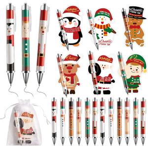 36 Sets Christmas Pen Gifts Bulk, Novelty Pens Bulk Xmas Ballpoint Pens with Thank You Cards Organza Bags Inspirational Santa Claus Cards for School Office Home Teacher Coworker Employee Appreciation