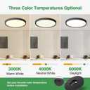 20 Inch Large LED Flush Mount Ceiling Light, 40W, 4350LM, 3000K/4000K/6000K CCT Selectable,Black Round Flat Panel Light Low Profile Ceiling Light Fitures for Hallway, Kitchen, Bedroom, Laundry(1PK)