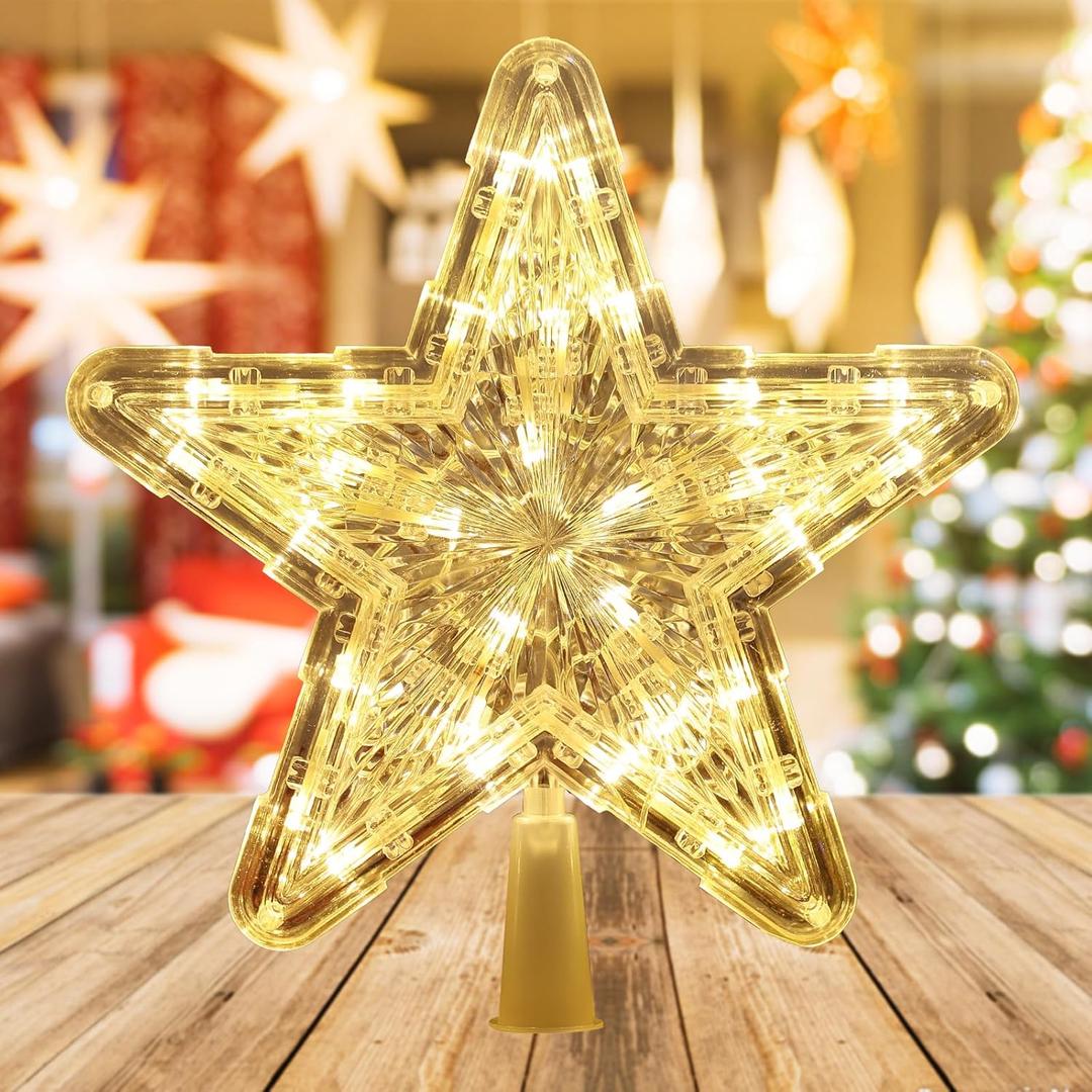 Christmas Star Tree Topper, 9.47In Plug in Lighted Christmas Tree Decoration Topper for Christmas Tree Ornament Xmas Indoor Decoration