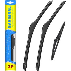 Gavimnal 26"+16"+11" Silicone Wiper Blades Replacement For Hyundai Kona 2018-2023,All-Season Front Rear Windshield Wiper Blades(Set of 3)