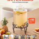 VEVOR Beverage Dispenser, 2.5 Gallon Drink Dispensers for Parties, Glass Juice Dispenser with Metal Stand, Stainless Steel Spigot, Iced Tea Lemonade Juice Water Dispensers for Parties