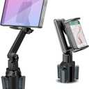 Tablet Holder Mount for Car Cup Holder, 15" Long 2-Stage 360 Stand with 1.57" Depth Large Clamp for iPad Pro 12.9/11/10.5/9.7/Air/Mini, Samsung Galaxy Tab/Z Fold 6/5, iPhone 16/15 Pro, 4.7-12.9Tab