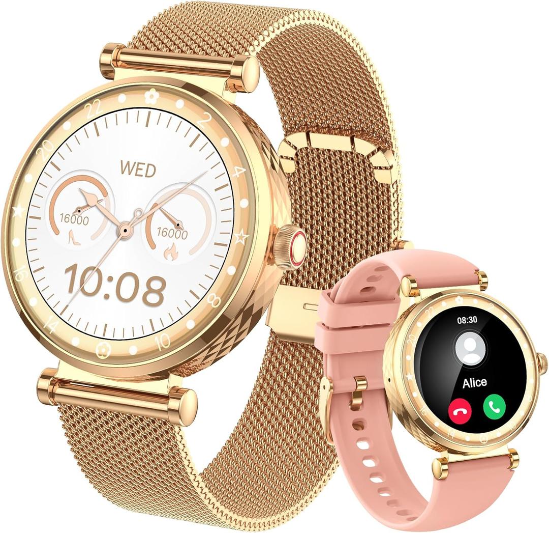 Smart Watch for Women, AMOLED HD Display Fitness Tracker Bluetooth Make/Answer Call, 1.19" Watches with 110+ Sports Modes/Heart Rate/SpO2/Sleep Monitor, Smartwatch IP68 Waterproof for Android iOS