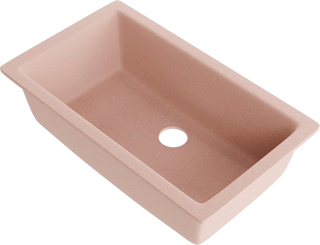 Novatto Single Bowl Granite Composite Undermount Kitchen Sink in Wheat