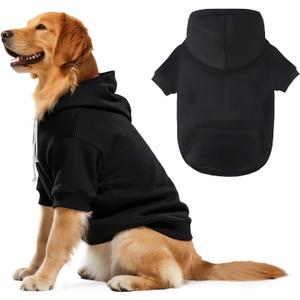 Dog Basic Hoodie Soft Dog Clothes Cold Weather Sweaters for Medium Large Dogs Cozy Fabric Warm Sweatshirt with Leash Hole (Black, XL (Back: 24.8",Chest: 33.86", Neck: 25.2")) (X-Large (35-55 lbs))