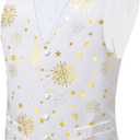 DiBanGu Mens Christmas Suit Vest Holiday Xmas Waistcoat Bowtie Set Party Suit Vest Christmas Holiday Waistcoat Tuxedo (White Gold)