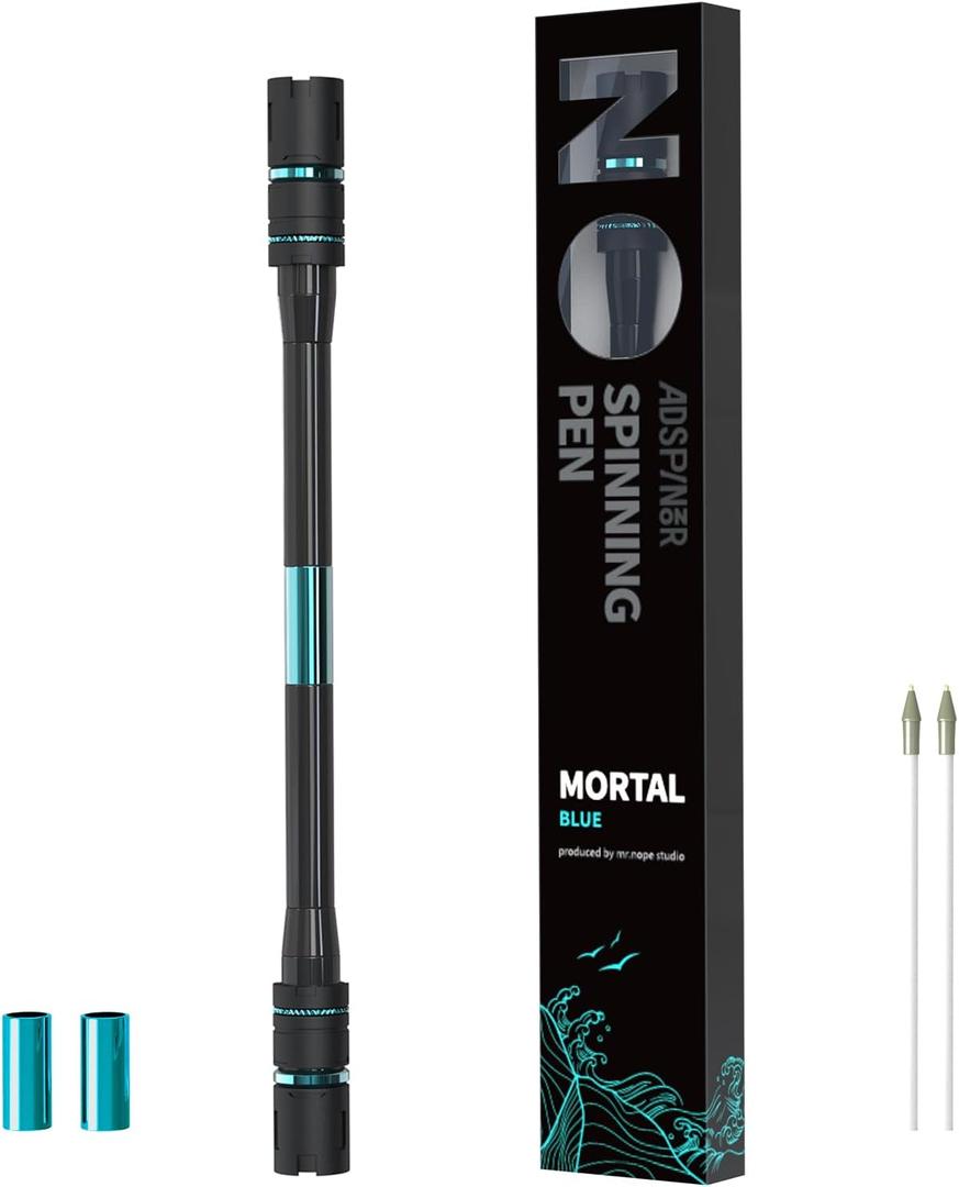 Mortal Spinning Pen Mod by Mr. Nope Professional Trick Pen for Tricks & Relief Anti-Slip, Long, Blue