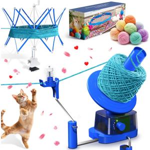 Yarn Winder | Electric Yarn Ball Winder Swift, 13oz Dual Strong Tension Knit Spinner for Crocheting, Automatic Crochet Wheel for Knitting Christmas Birthday Gift, Weaving Ball Yarning Cake Roller (Blue)