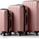 3 Piece Luggage Sets, Lightweight ABS Suitcase with 4 Spinner Wheels  TSA Locks, Hardside Carry On Luggage Durable Suitcase Set for Family Travel Business - Rose Gold, 20/24/28