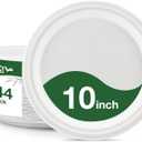 Compostable Paper Plates 10 inch 144 Count Disposable Heavy Duty Large Party Plates Bulk for Dinner Appetizer Dessert Cake Birthday Holiday Party Supplies White