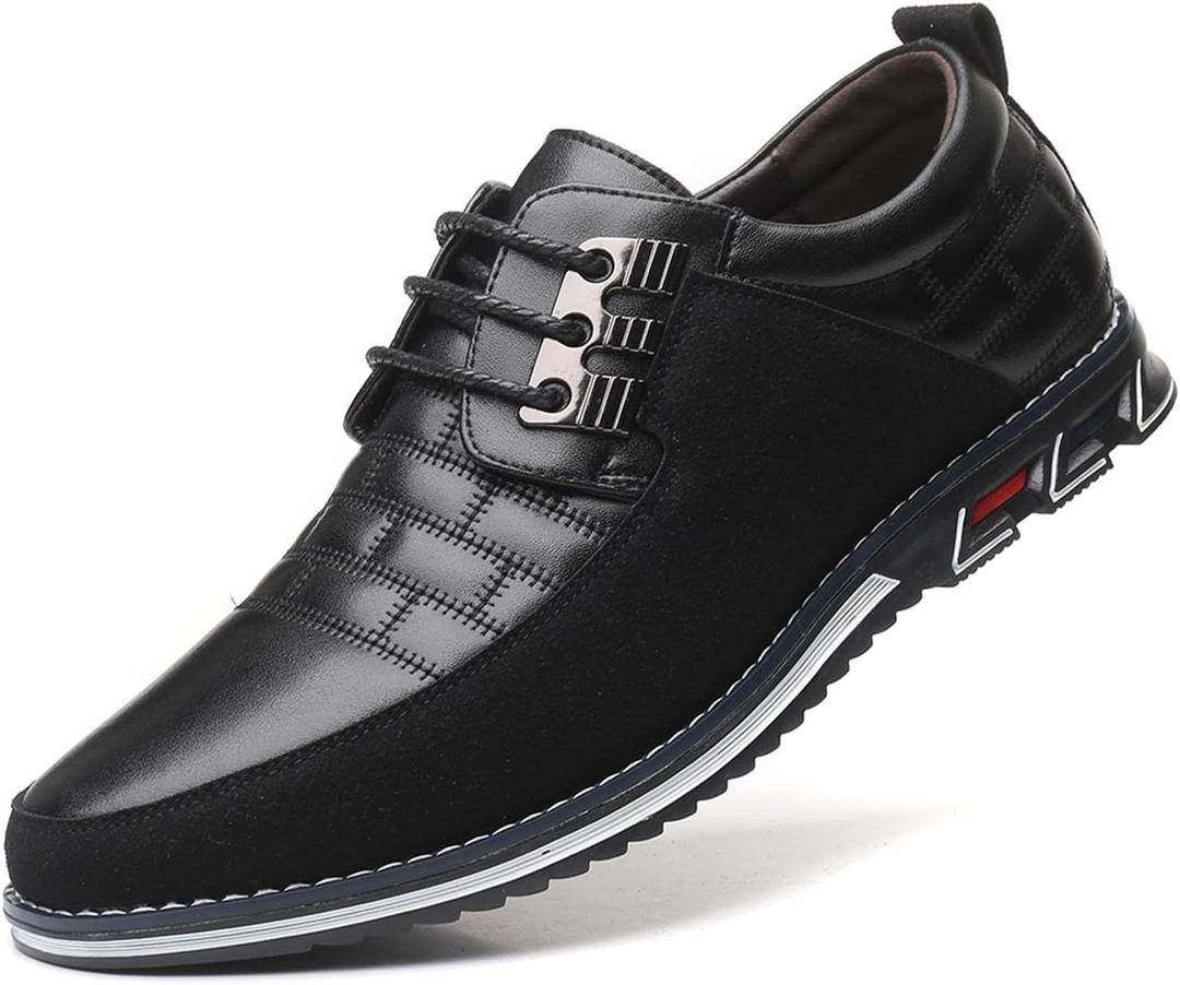 Men’s Oxford Derby Orthopedic Leather Shoes Formal Luxury Business Dress Shoes Lace-up Walking Driving Loafers Dress Sneakers,Black,12