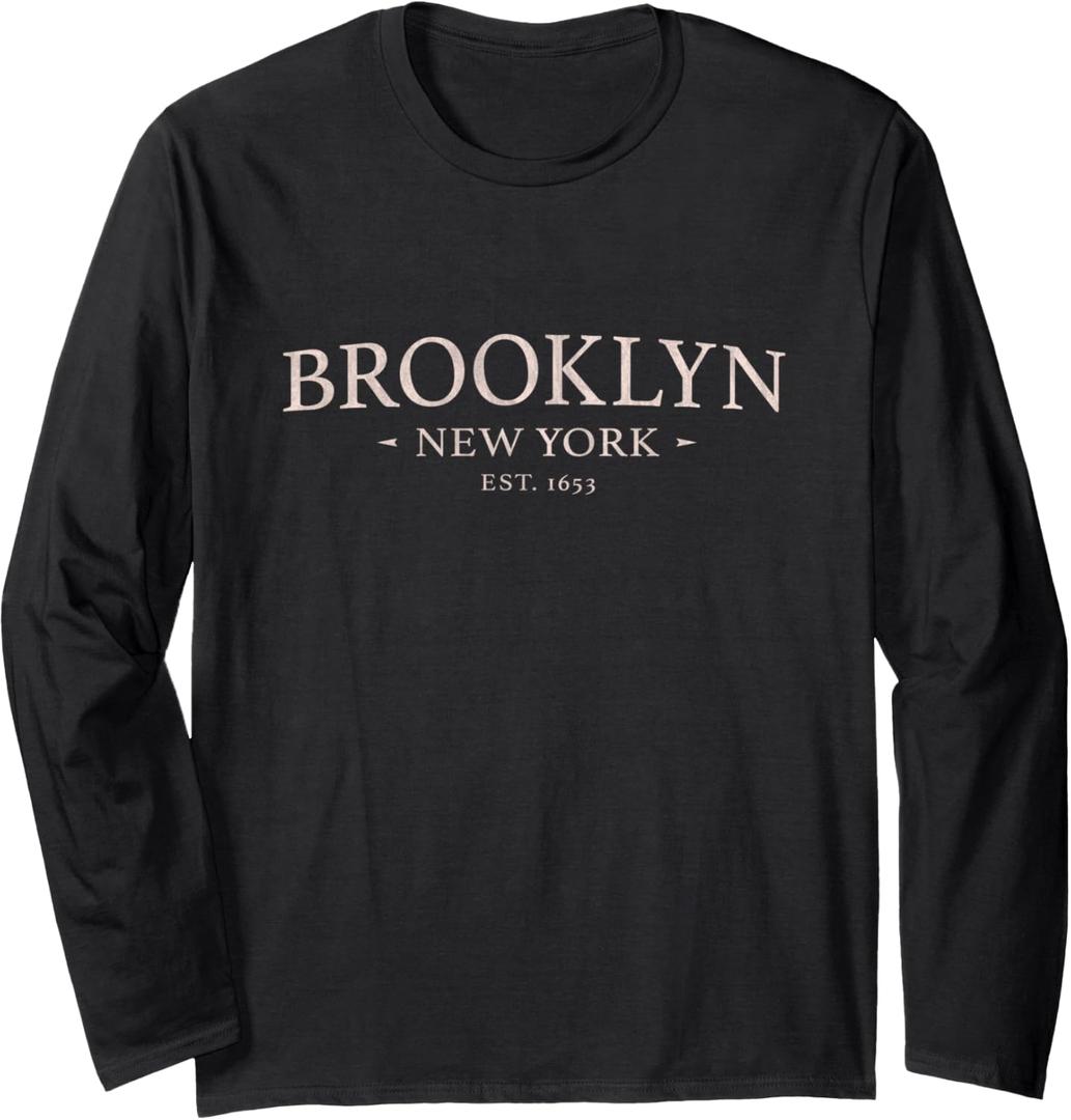 Brooklyn New York - Simple Brooklyn NY Long Sleeve T-Shirt (Small, Black)
