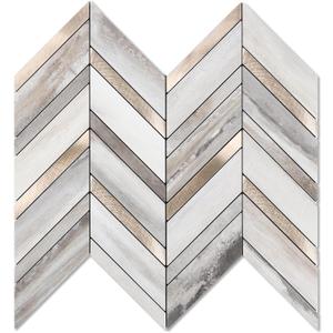 Yipscazo 10-Sheet Wood Grain Herringbone Peel and Stick Backsplash for Kitchen Walls,Heat Resistant PVC Mixed Metal Stick on Backsplash Tiles, Waterproof Peel and Stick Tile for Bathroom & Shower