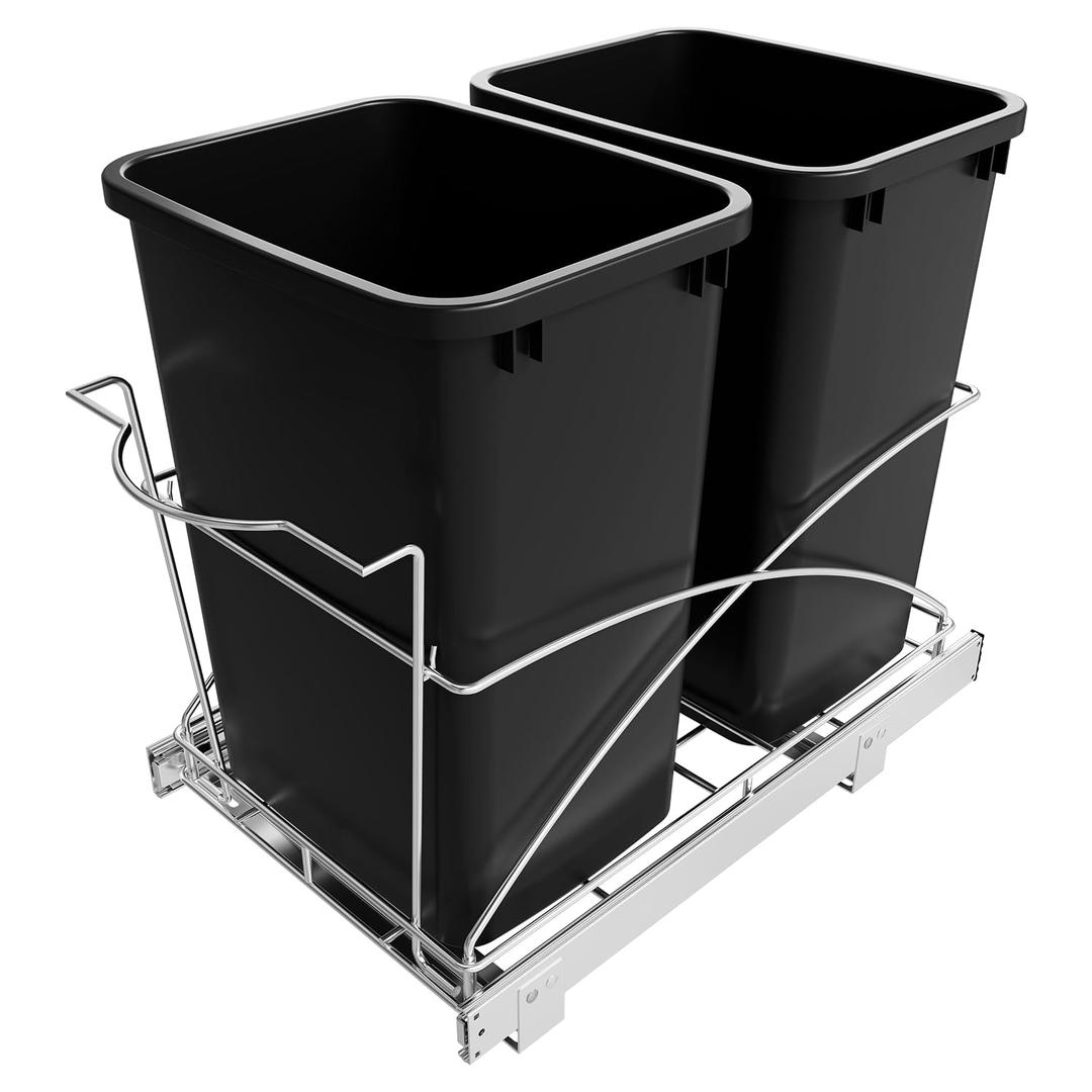 Pull Out Trash Can Under Cabinet 35QT Capacity 14"Wx22"D, Heavy Duty Kitchen Garbage Bin Soft-Close Full Extension Slides, Cabinets Cabinet Trash Can Slide Out Waste Container for Kitchen, Black