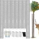 8 Pcs Metal Tree Trunk Protector Guard, 48" Mesh Tree Guards Trunk Protector with Zip Ties, Glove & Metal Stake, Tree Protector from Deer, Protect Bark & Saplings from Mower, Deer & Other Animals