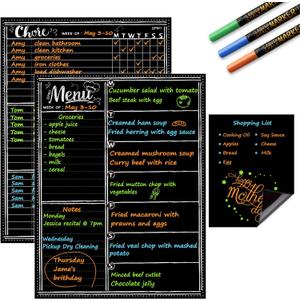 JJPRO Magnetic Dry Erase Menu and Chore Chart Blackboard for Fridge-Weekly Meal Planner Chalkboard,Behavior Chart Chalkboard for Multiple Kids with Notepad Blackboard