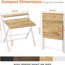 GreenForest Portable Small Desk No Assembly, 2-Tier Compact Computer Desk with Shelf, Space Saving Foldable Table for Home Office, Bedroom or Apartment, Portable Collapsible Sturdy Laptop Desk, Oak