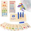 Wooden Montessori Number Blocks for Toddlers, Counting Peg Board for Kids Age 3 4 5,Preschool Learning Toys,Ideal for Kids 3 4 5 Years Old