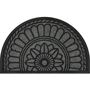 Mibao Half Round Door Mat, Non-Slip Welcome Entrance Way Durable Rubber Low-Profile Heavy Duty Doormat, Half Circle Mats for Garage, Patio, High Traffic Areas, 23.5" x 35.5", Gray (1'11" x 2'11" (Semicircular), Grey)