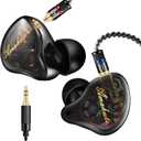Dual Driver IEMs for Gaming - 9.2mm+6mm HiFi in-Ear Monitors with Detachable MMCX, 4N Silver-Plated OFC Cable & Noise-Isolating Ear Tips (Wired Earbuds for Music/Studio) (Black Splicing)