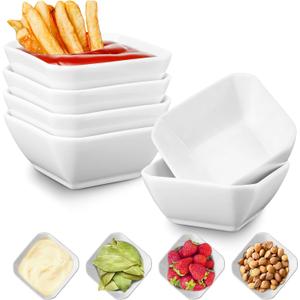 Mfacoy 6 Pack Soy Sauce Dishes, 3 oz Ceramic Dipping Bowls, Pinch Bowls, Small Dip Bowl Set, Sauce Dish Bowl, Mini Bowl for Side Dish, Ketchup, Soy, BBQ, Sushi, Party, Condiments Serving Bowl Set